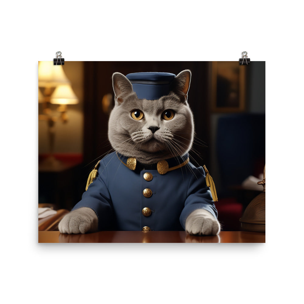 British Shorthair Hotel Staff Photo paper poster - PosterfyAI.com