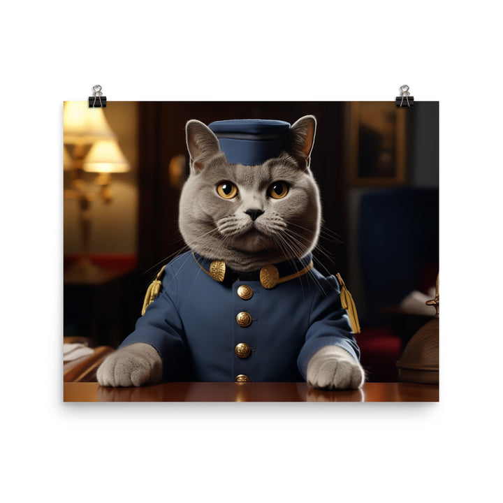 British Shorthair Hotel Staff Photo paper poster - PosterfyAI.com