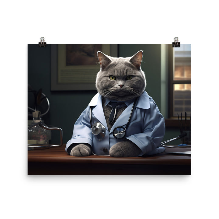 British Shorthair Doctor Photo paper poster - PosterfyAI.com