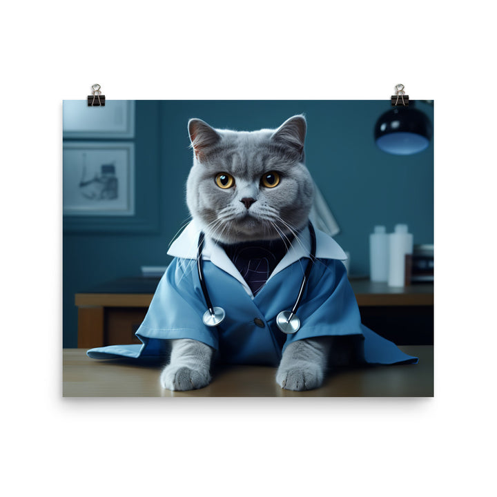 British Shorthair Doctor Photo paper poster - PosterfyAI.com
