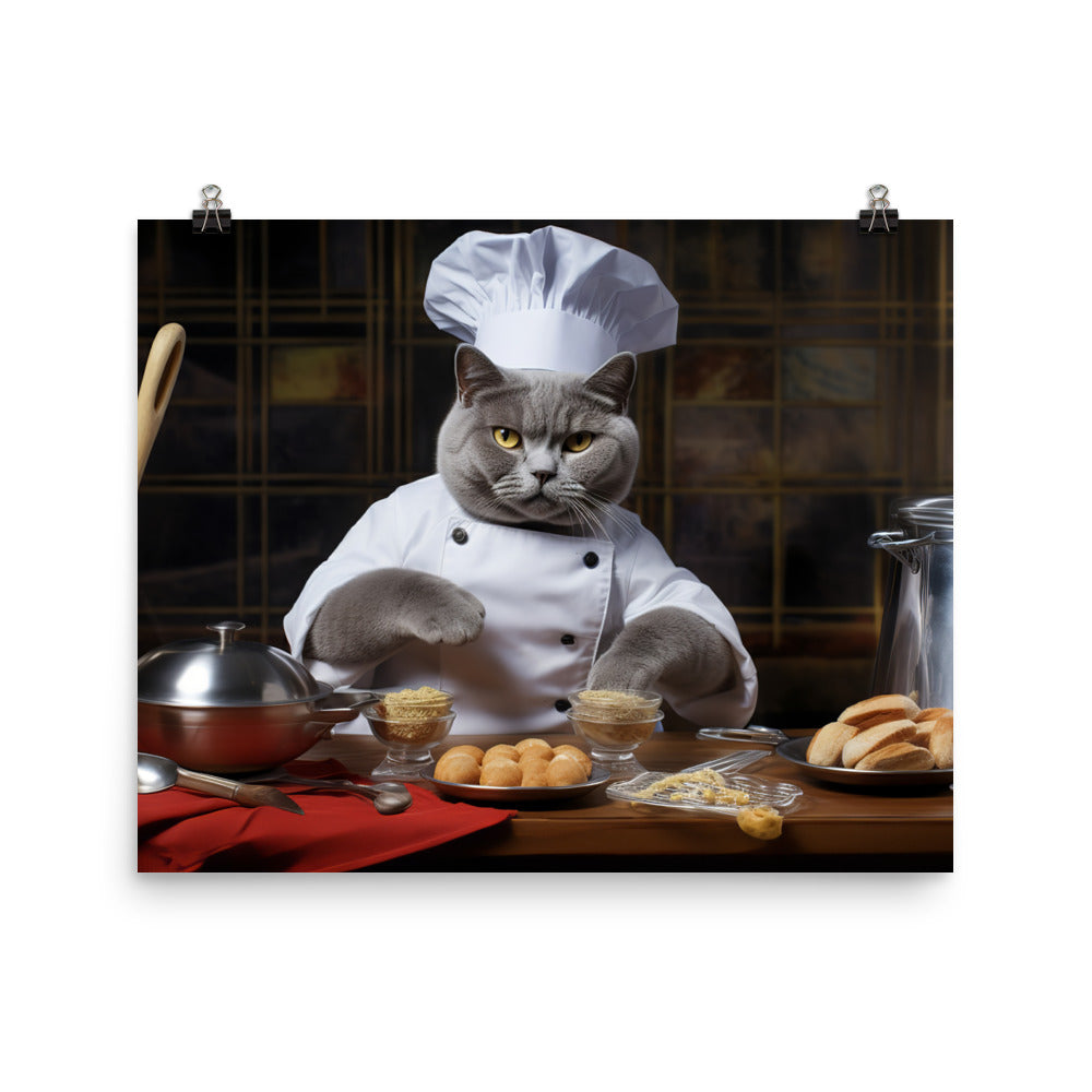 British Shorthair Chef Photo paper poster - PosterfyAI.com