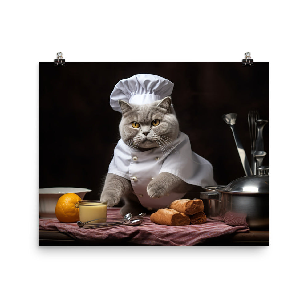 British Shorthair Chef Photo paper poster - PosterfyAI.com