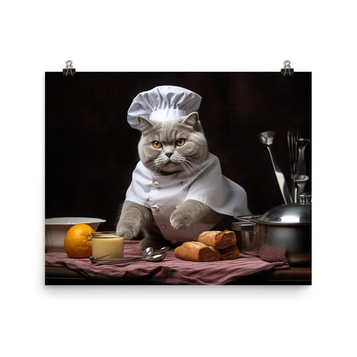 British Shorthair Chef Photo paper poster - PosterfyAI.com