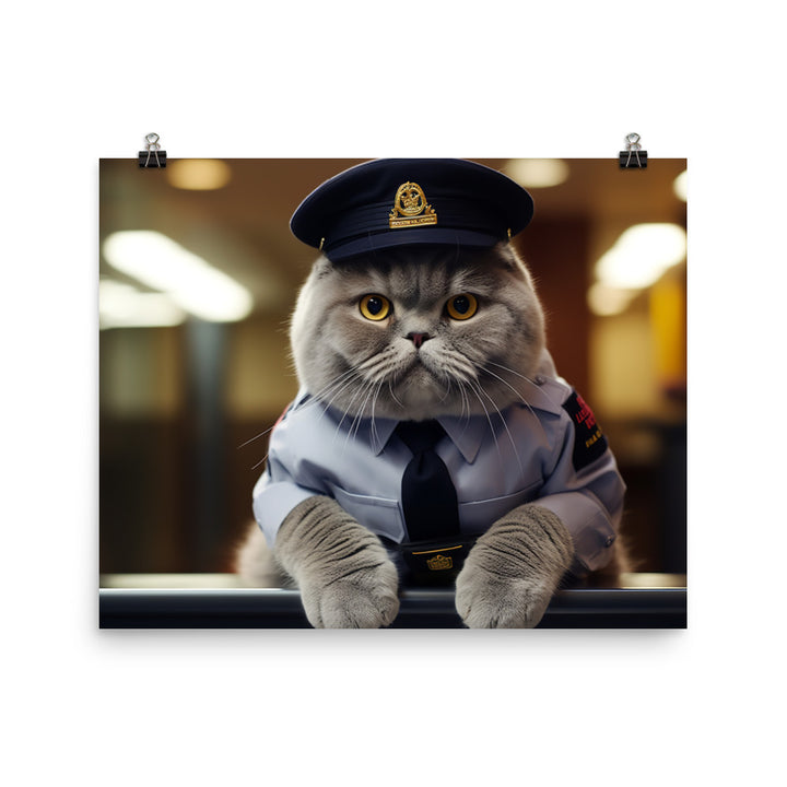 Scottish Fold Security Officer Photo paper poster - PosterfyAI.com
