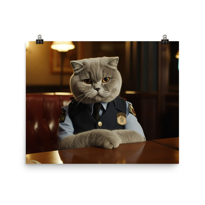 Scottish Fold Security Officer Photo paper poster - PosterfyAI.com