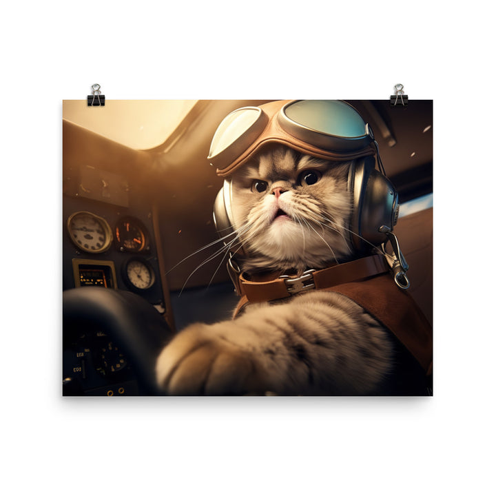 Scottish Fold Pilot Photo paper poster - PosterfyAI.com