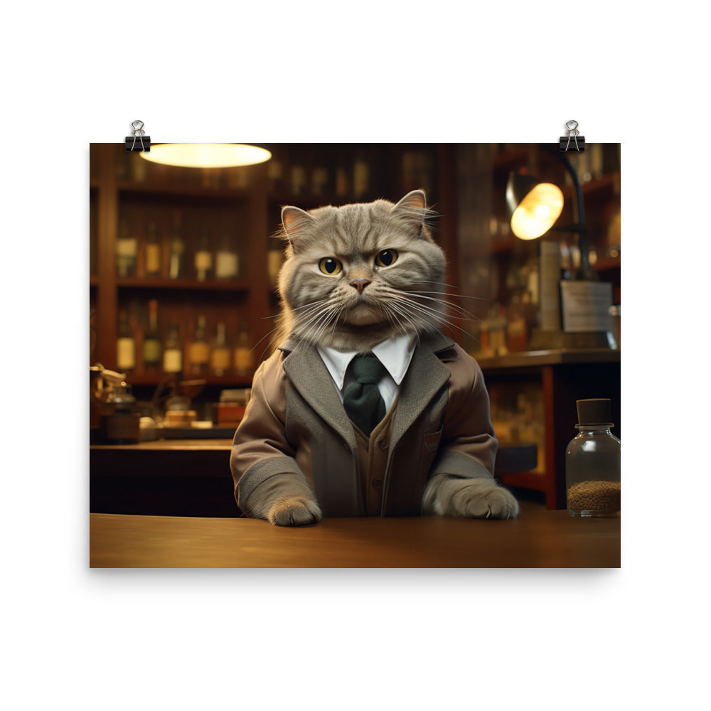 Scottish Fold Pharmacist Photo paper poster - PosterfyAI.com