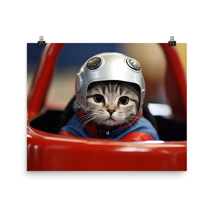 Scottish Fold Motorsport Athlete Photo paper poster - PosterfyAI.com