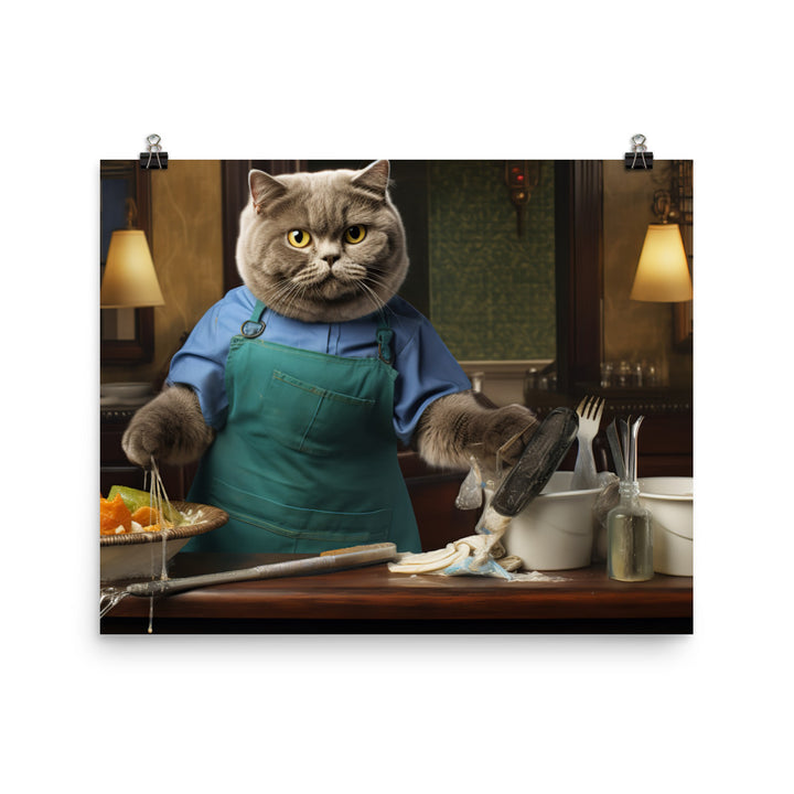 Scottish Fold Janitor Photo paper poster - PosterfyAI.com