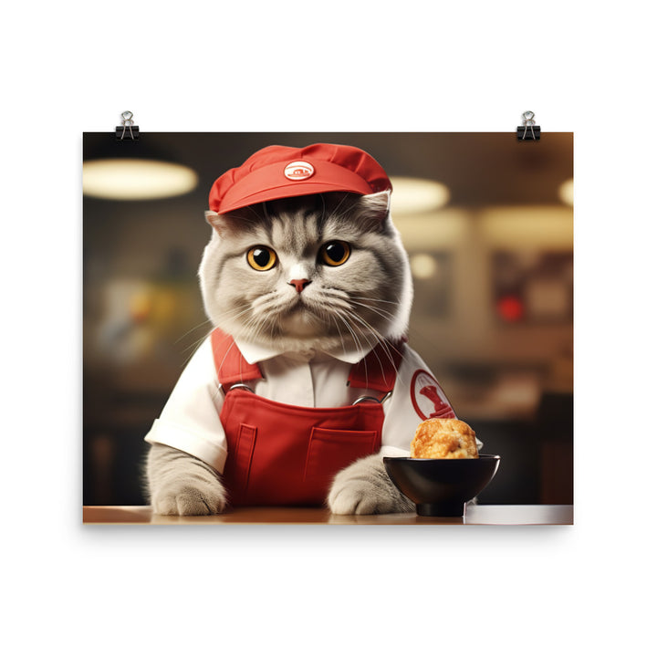 Scottish Fold Fast Food Crew Photo paper poster - PosterfyAI.com