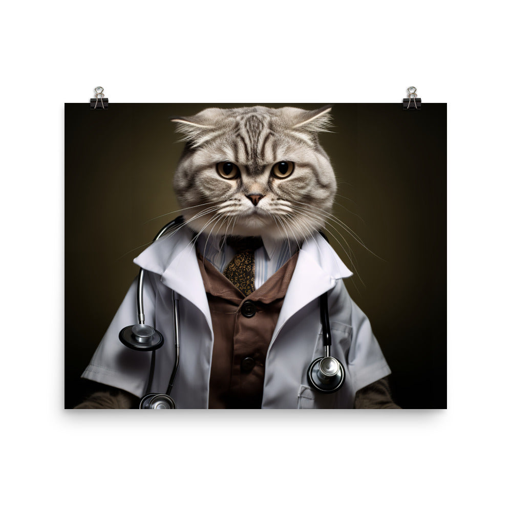 Scottish Fold Doctor Photo paper poster - PosterfyAI.com