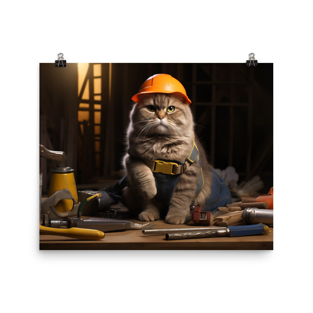 Scottish Fold Contractor Photo paper poster - PosterfyAI.com