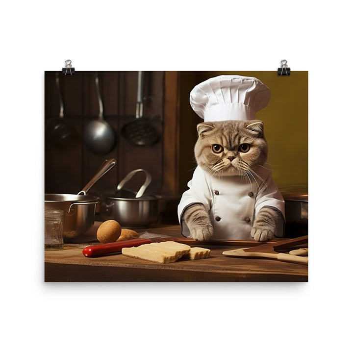 Scottish Fold Chef Photo paper poster - PosterfyAI.com