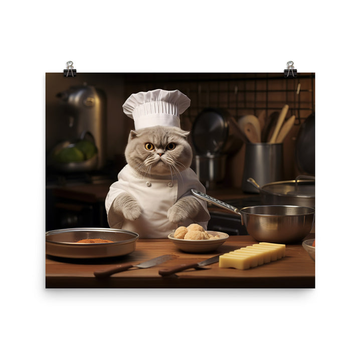 Scottish Fold Chef Photo paper poster - PosterfyAI.com
