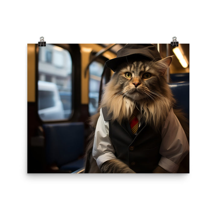 Maine Coon Transit Operator Photo paper poster - PosterfyAI.com