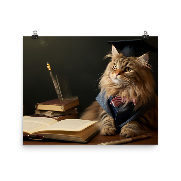 Maine Coon Student Photo paper poster - PosterfyAI.com