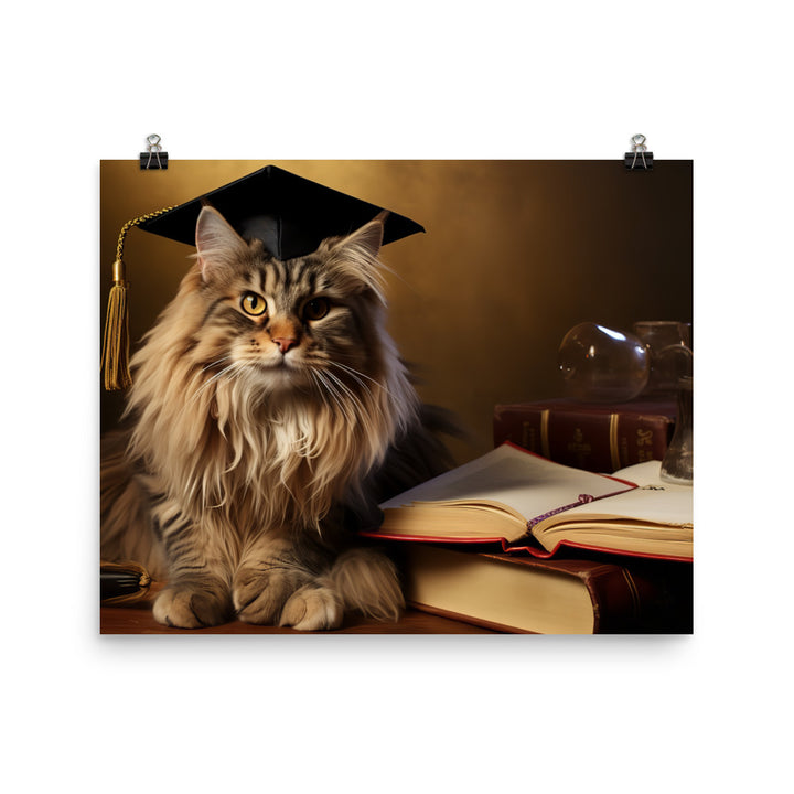 Maine Coon Student Photo paper poster - PosterfyAI.com