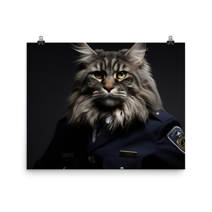 Maine Coon Security Officer Photo paper poster - PosterfyAI.com