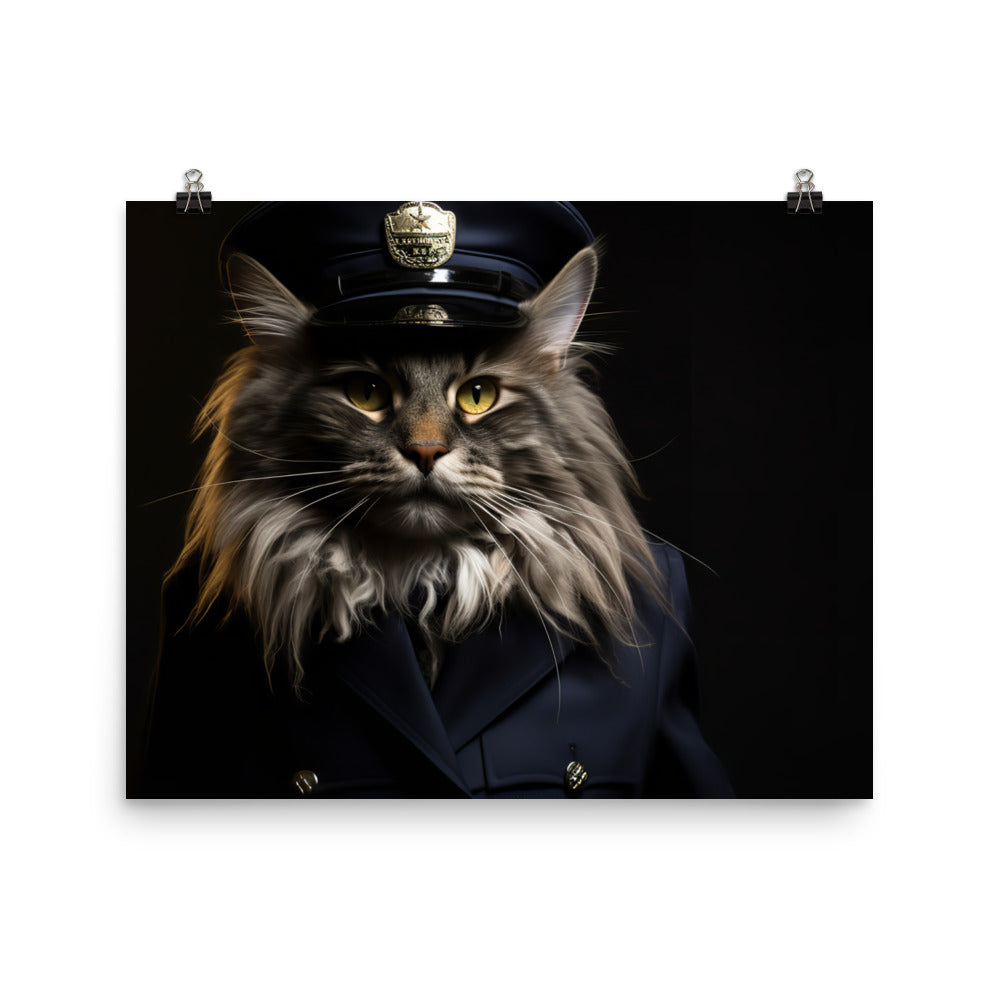Maine Coon Security Officer Photo paper poster - PosterfyAI.com