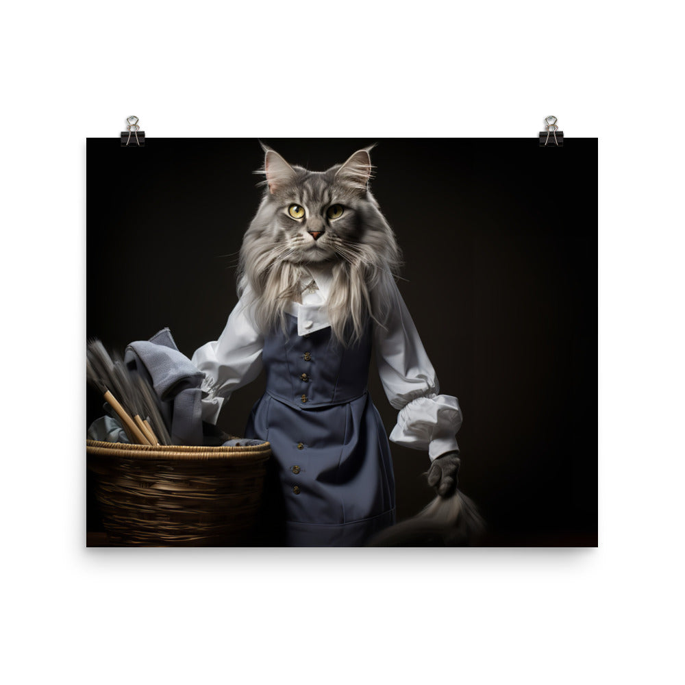 Maine Coon Janitor Photo paper poster - PosterfyAI.com