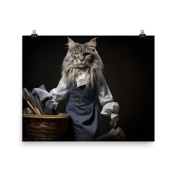 Maine Coon Janitor Photo paper poster - PosterfyAI.com
