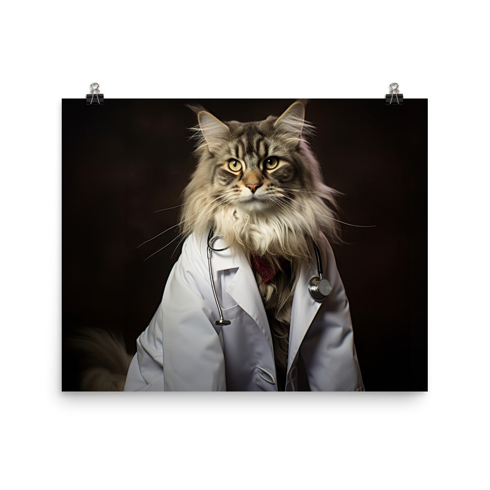 Maine Coon Doctor Photo paper poster - PosterfyAI.com