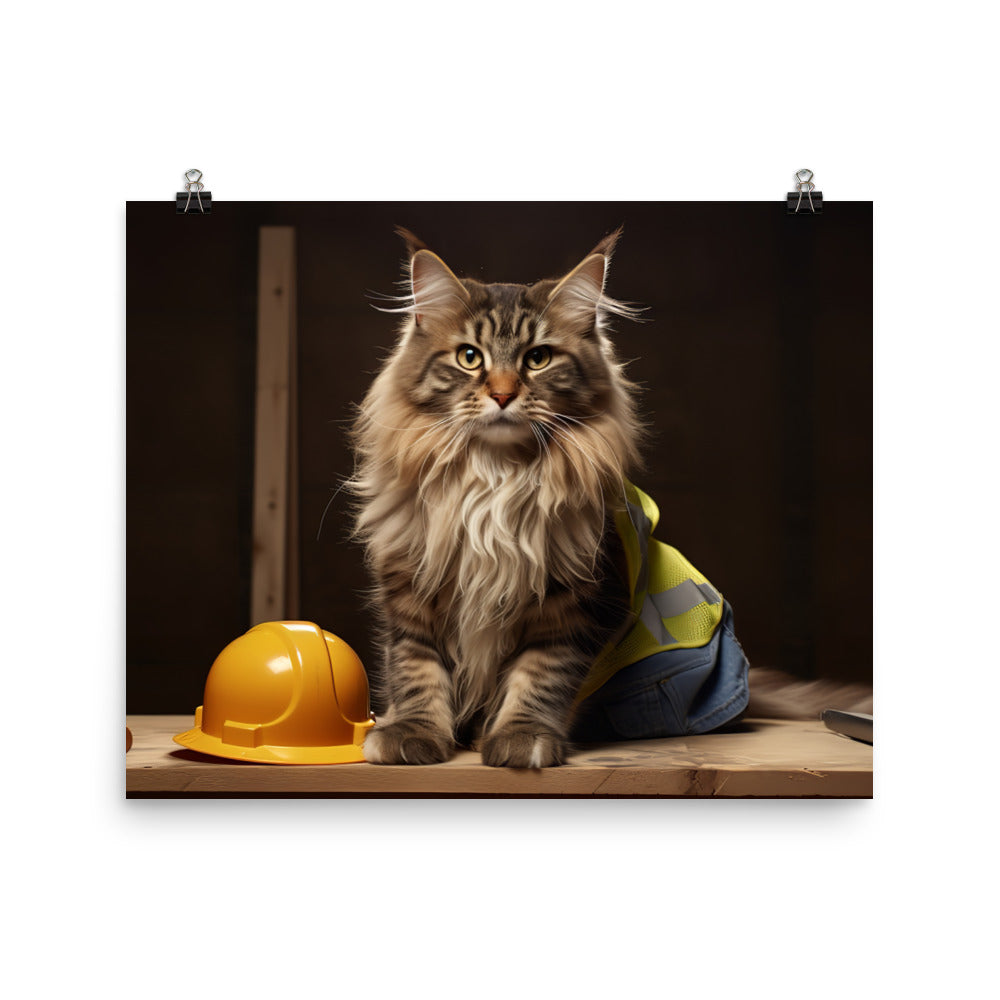 Maine Coon Contractor Photo paper poster - PosterfyAI.com