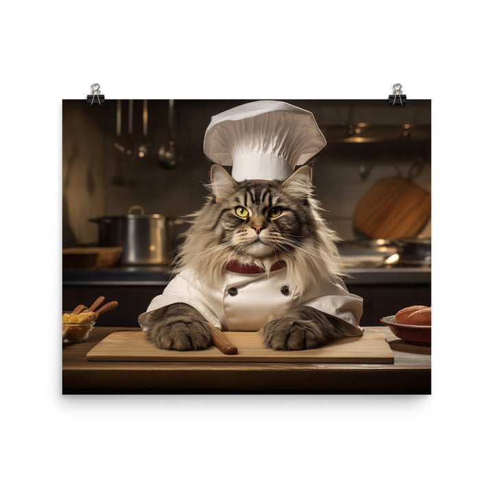 Maine Coon Chef Photo paper poster - PosterfyAI.com