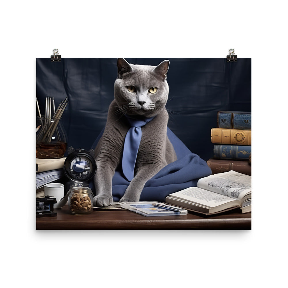 Russian Blue Student Photo paper poster - PosterfyAI.com