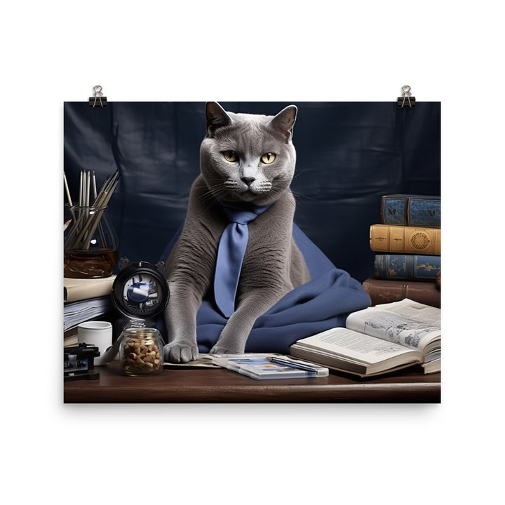 Russian Blue Student Photo paper poster - PosterfyAI.com