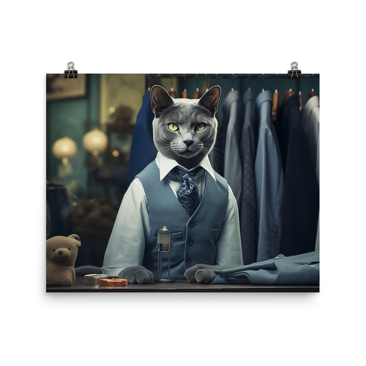 Russian Blue Sales Consultant Photo paper poster - PosterfyAI.com
