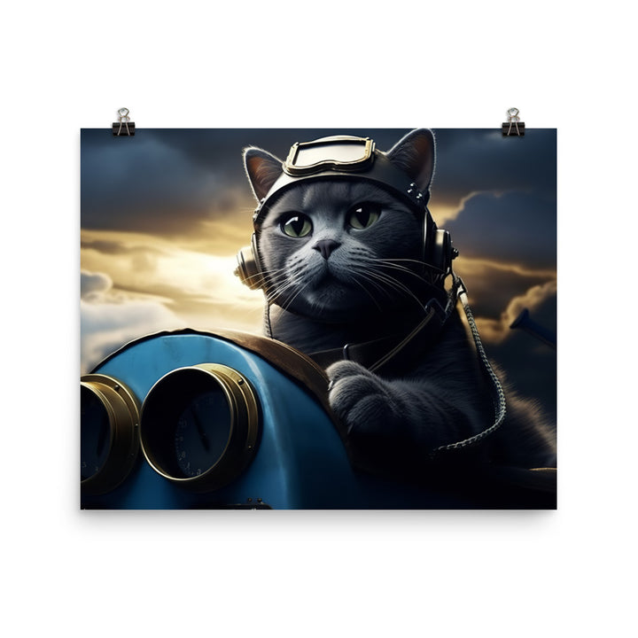 Russian Blue Pilot Photo paper poster - PosterfyAI.com