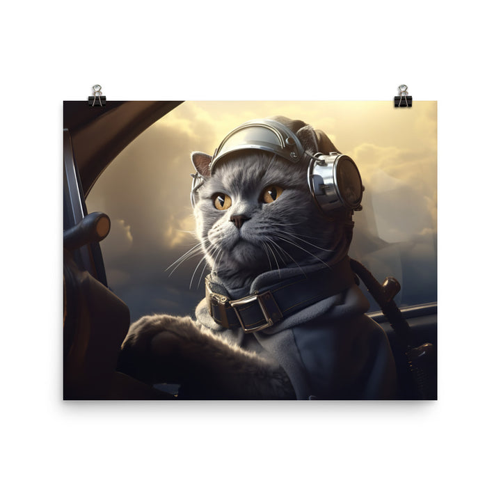 Russian Blue Pilot Photo paper poster - PosterfyAI.com