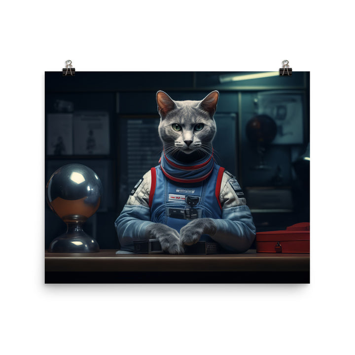 Russian Blue Motorsport Athlete Photo paper poster - PosterfyAI.com