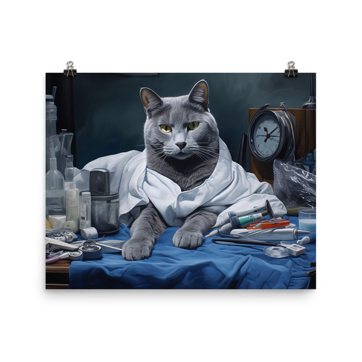 Russian Blue Doctor Photo paper poster - PosterfyAI.com