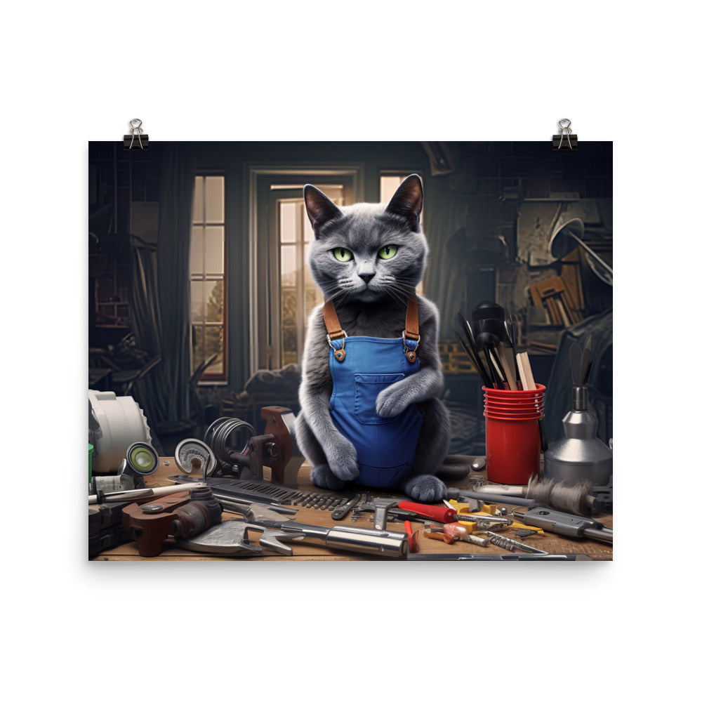 Russian Blue Contractor Photo paper poster - PosterfyAI.com