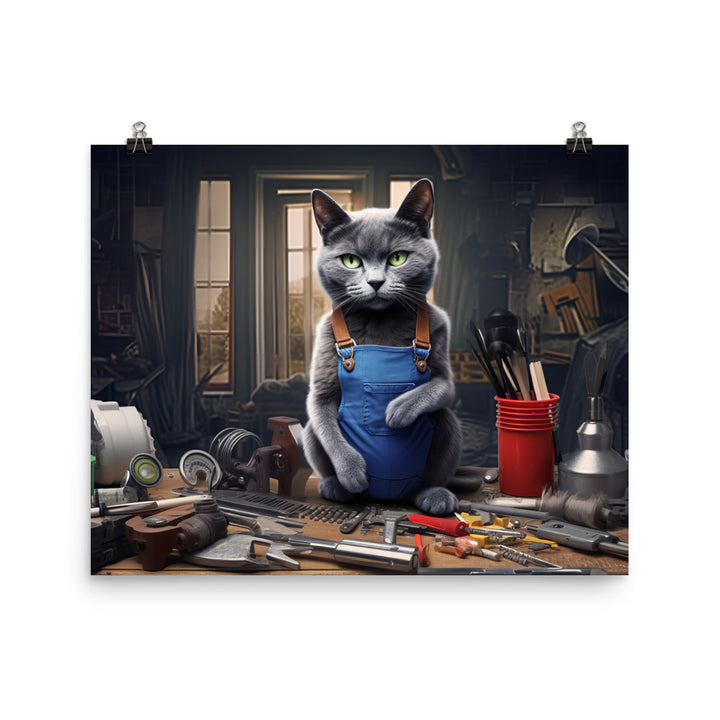Russian Blue Contractor Photo paper poster - PosterfyAI.com