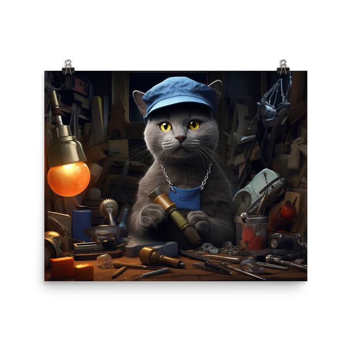 Russian Blue Contractor Photo paper poster - PosterfyAI.com
