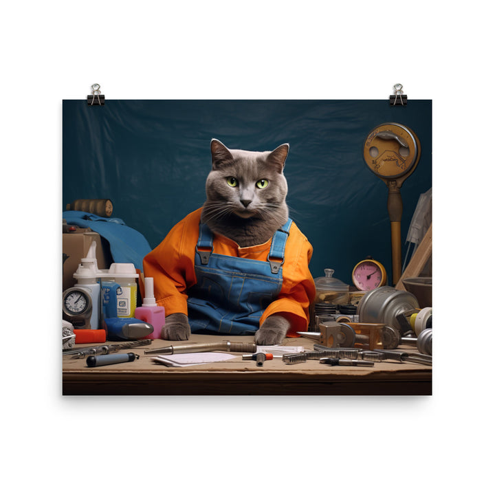 Russian Blue Contractor Photo paper poster - PosterfyAI.com