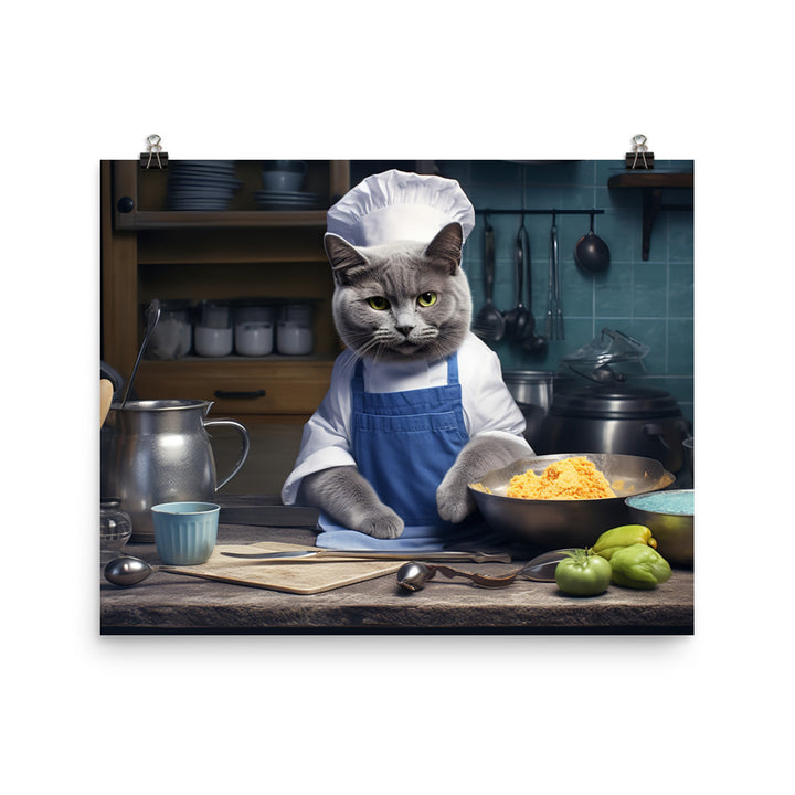 Russian Blue Chef Photo paper poster - PosterfyAI.com