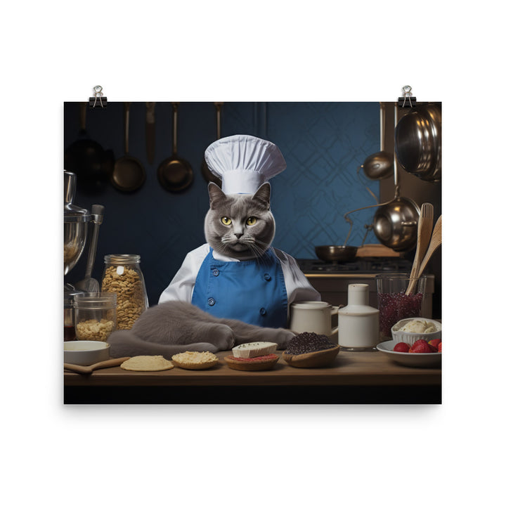 Russian Blue Chef Photo paper poster - PosterfyAI.com