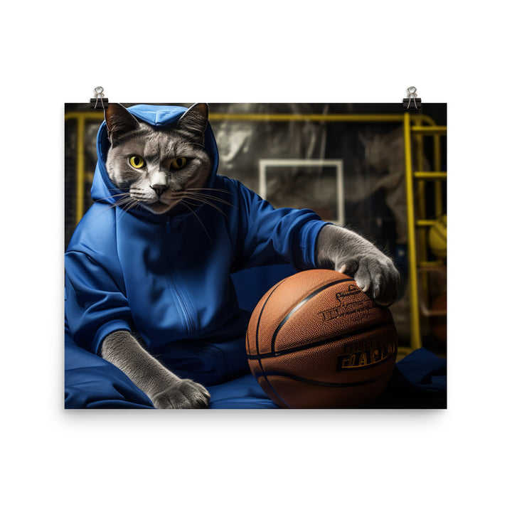 Russian Blue Basketball Photo paper poster - PosterfyAI.com