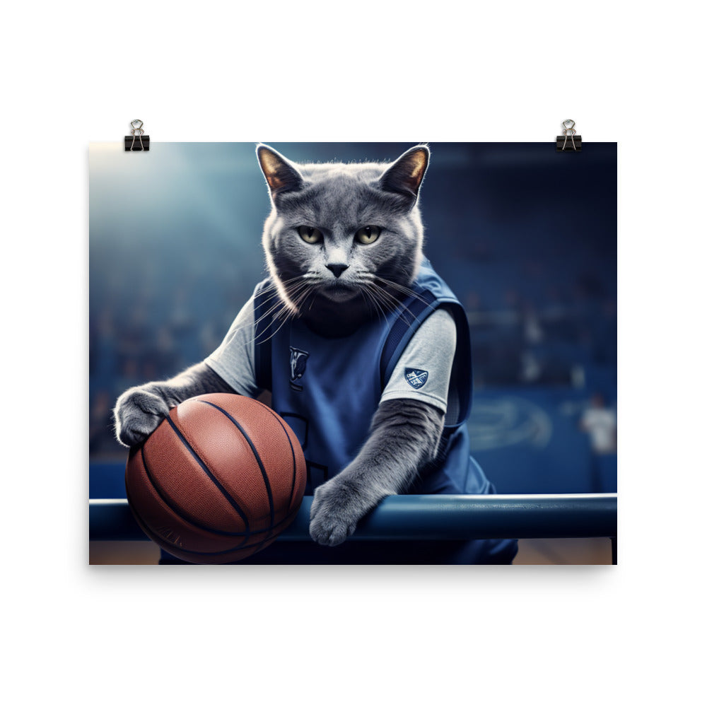 Russian Blue Basketball Photo paper poster - PosterfyAI.com