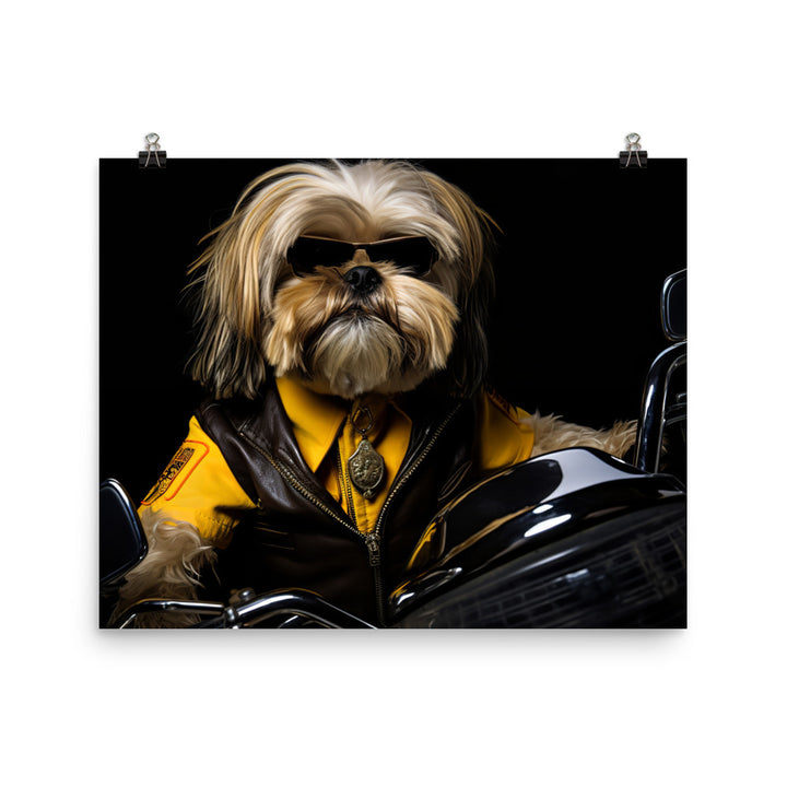 Lhasa Apso Superbike Athlete Photo paper poster - PosterfyAI.com