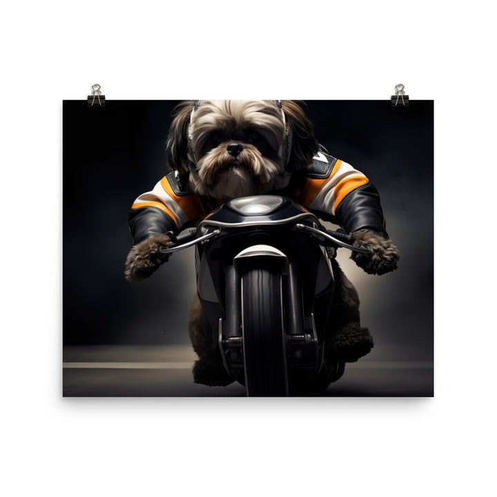 Lhasa Apso Superbike Athlete Photo paper poster - PosterfyAI.com
