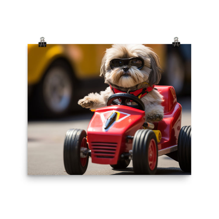 Lhasa Apso Motorsport Athlete Photo paper poster - PosterfyAI.com