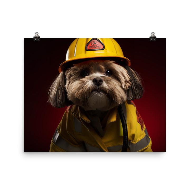 Lhasa Apso Firefighter Photo paper poster - PosterfyAI.com