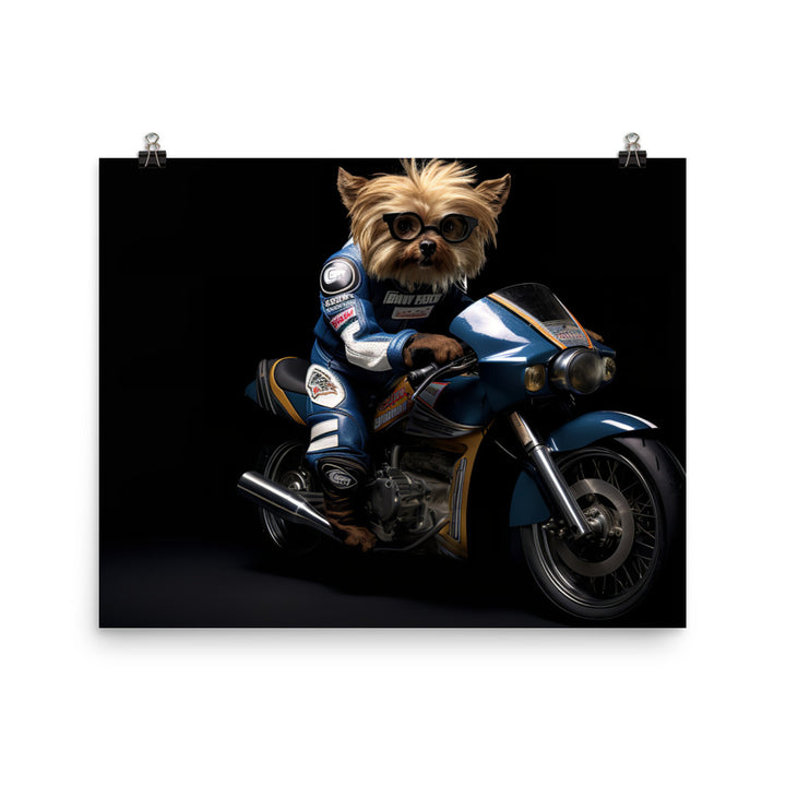 Yorkshire Terrier Superbike Athlete Photo paper poster - PosterfyAI.com