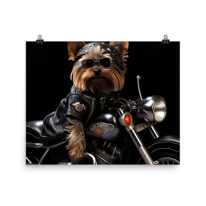 Yorkshire Terrier Superbike Athlete Photo paper poster - PosterfyAI.com