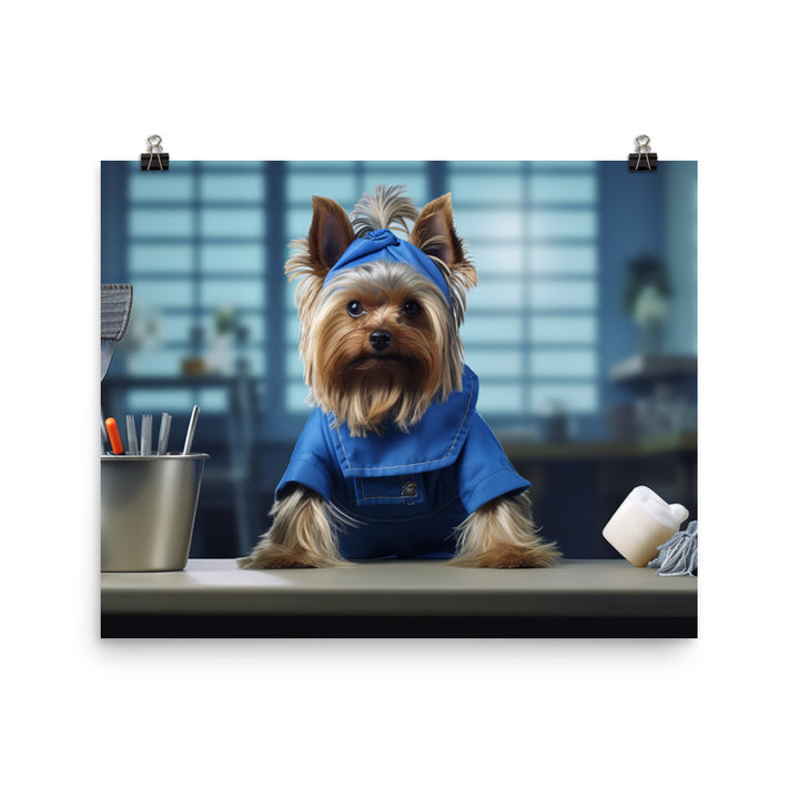 Yorkshire Terrier Janitor Photo paper poster - PosterfyAI.com